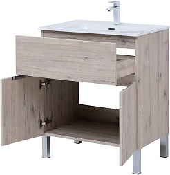 Aquanet Мебель для ванной Алвита New 70 1 ящик 2 дверцы дуб веллингтон белый – фотография-8